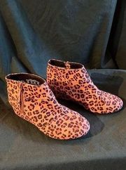 Piper Girls Women's Animal Print Size Zip Wedge Ankle Boots Brown BlackSize 4M