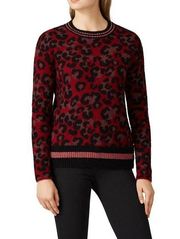 Central Park West Animal Print Knit Crew Neck Bohemian Women M Pullover Sweater
