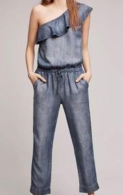 Cloth & Stone  by Anthropologie Miami one shoulder chambray jumpsuit size xsmall