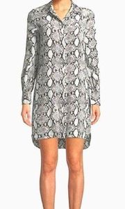 Norma Kamali Revolve Snakeskin Print Button Front Shirt Dress Sz.M