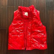 Red puffer vest cozy & cute zip up sleeveless with pockets