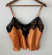 Victoria's Secret VINTAGE Gold Label  Golden Satin Lace Slip Lingerie Top