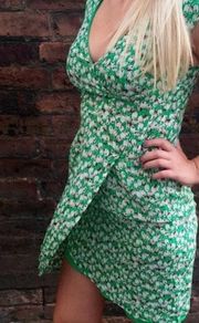 Anthropologie green and brown tulip print dress