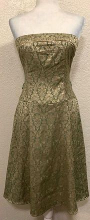 Vintage Y2K Green Satin Strapless Dress