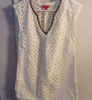 Lilly Pulitzer XS white cover up embellished swim wear target stretch