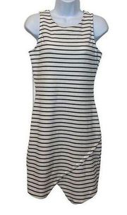 Iris GUC Black White Stripe Bodycon Asymmetric Sleeveless Dress Sz XL