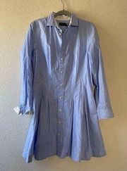 NWT polo Ralph Lauren blue shirt dress with pleating size 14