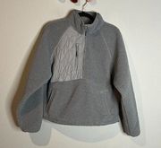 🌺 Joy Lab grey mixed media sherpa fleece quilted half zip pullover