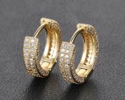 18K Gold Plated Huggie Hoop Earrings for Men Women, Punk Hip Hop Earrings