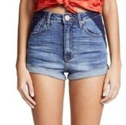 One Teaspoon One X  Harlets High Rise Jean Denim Shorts Two Tone Rolled Cuff 25