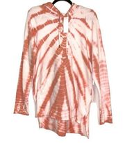 NWT Young Fabulous And Broke Tie Dye Orange White Oversized Hoodie SMALL