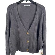 Arizona Jean Co Grey Cropped Cardigan XXL New