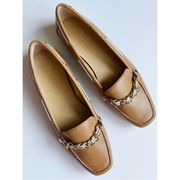 Talbots • Camel Tan Chain Genuine Leather Loafers