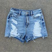 American Eagle AEO Mom Shorts frayed distressed fronts size 0