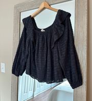 NWT Black Ruffle Textures Blouse Size Small