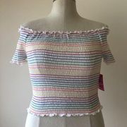 Rainbow Smocked Off The Shoulder Top