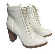 Lulu’s Anastasia White Lace-Up High Heel Boots size 7.5