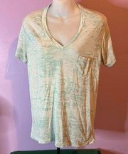 ALTERNATIVE Soft Vintage T-Shirt Pale Green V-Neck Short Sleeve Small