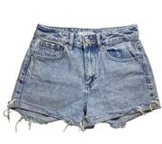 PacSun Women's Mom Short Hi-Rise Raw Hem Cuffed Denim Shorts 24