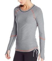 Lucy Activewear Gray & Pink Dashing Stripe Athletic Workout Long Sleeve M