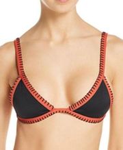 ELLEJAY Mara Bikini Top In Black & Orange Made in USA Large NEW