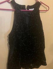 NWT Ultra Pink large black velvet top