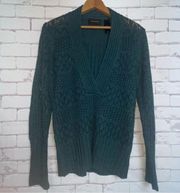 Axcess Hunter green sweater - loose knit - v neck - medium EUC