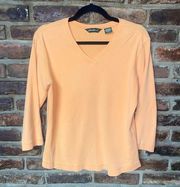 Eddie Bauer Orange Ribbed Long Sleeve Blouse Women's Size Large