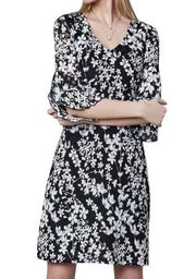 Karl Lagerfeld Paris Black White Lace Dress Carys Stretch Knit Size 16W Women's