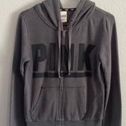 ⭐️VINTAGE⭐️ VICTORIA’S SECRET PINK VINTAGE DARK GREY ZIP-UP HOODIE JACKET