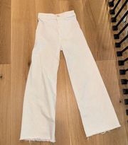 Zara Marine Straight High Rise White Jeans