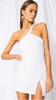 COPY - superdown Cicely Mini Sequins Party Cocktail Asymmetrical Dress White Si…