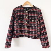 House Of Harlow 1960 Red & Black Tweed Blazer