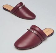 Givenchy Elba Slippers, Burgundy 100% Lamb Leather Mules Size 36 New in Box $595