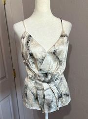 L’AGENCE Chiara Marble Print Twist Tank Top