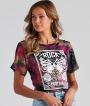 Windsor NWT  Rock Festival Cropped Graphic Tee in Pink