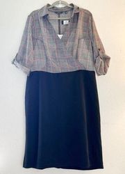 Mlle Gabrielle Dress Professional Plaid Blouse Top Black Skirt Dress Sz 2X NWT