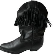 Durango Boots Black Leather Western Fringe Festival Boot Women's Size 6.5M