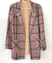 Solitaire Plaid Open Jacket Size Large