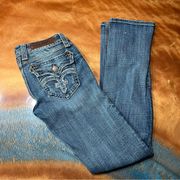 Rock Revival Debbie Straight Leg Jeans Size 27 embellished embroidered