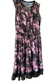 Simply Vera Dress Floral Knit Purple Blk Sz XS CottageCore Garden Party Easter
