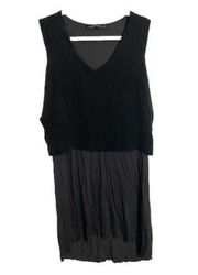 ALLSAINTS Tella High Low black overlay grey tank dress women’s size 4