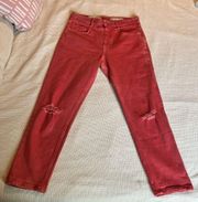 Anthropologie Pink Pilcro and the Letterpress High Rise Slim 30 Distressed Jeans