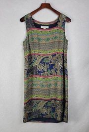 Valerie Stevens Womens Silk Sheath Dress Size 10 Multicolor Pure Paisley Print