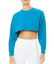 ALO YOGA Double Take Pullover Top - Atomic Blue, Size Medium