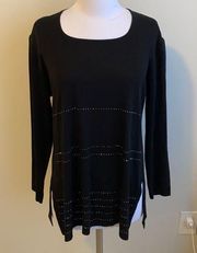 Exclusively Misook Black Rhinestone Pullover Top