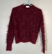 3.1 Phillip Lim Destroyed Diamond Fringe Mohair Wool Blend Sweater Burgundy XS