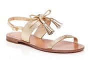 New York gold Carlita flat metallic tassel sandal