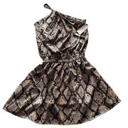 AGUA BENDITA AFRODITA WILD ONES ONE SHOULDER BELTED SNAKESKIN PRINT MINI DRESS M