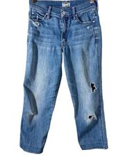 Mother Denim Women's High Waisted Rascal‎ Crop Size 27 Graffiti Girl Distressed